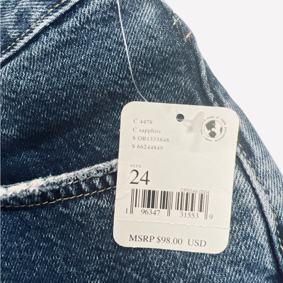 Free People The Lasso Jeans High Rise Straight Fit Washed Blue Womens Size 24 - Picture 10 of 11